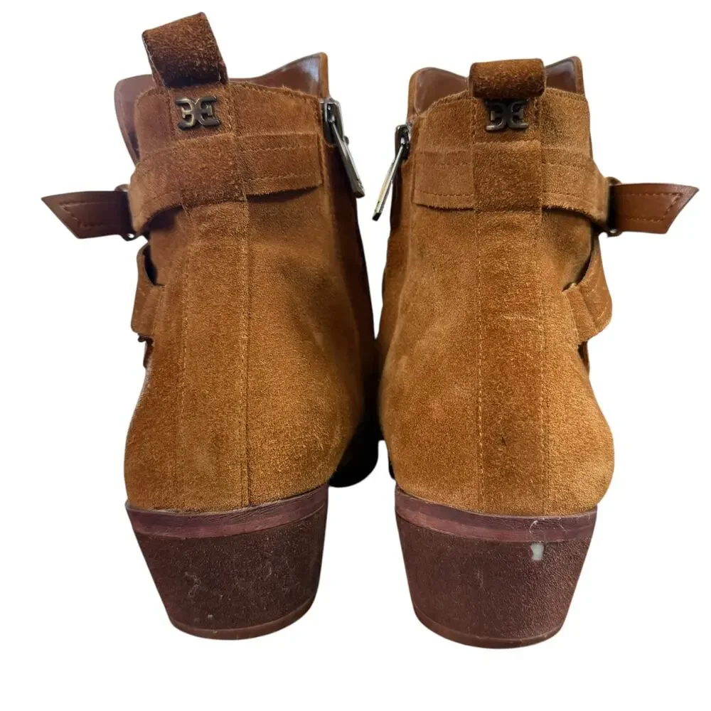 Sam Edelman Polina Suede Leather Chunky Block Heel Ankle Boots Booties Shoes 11